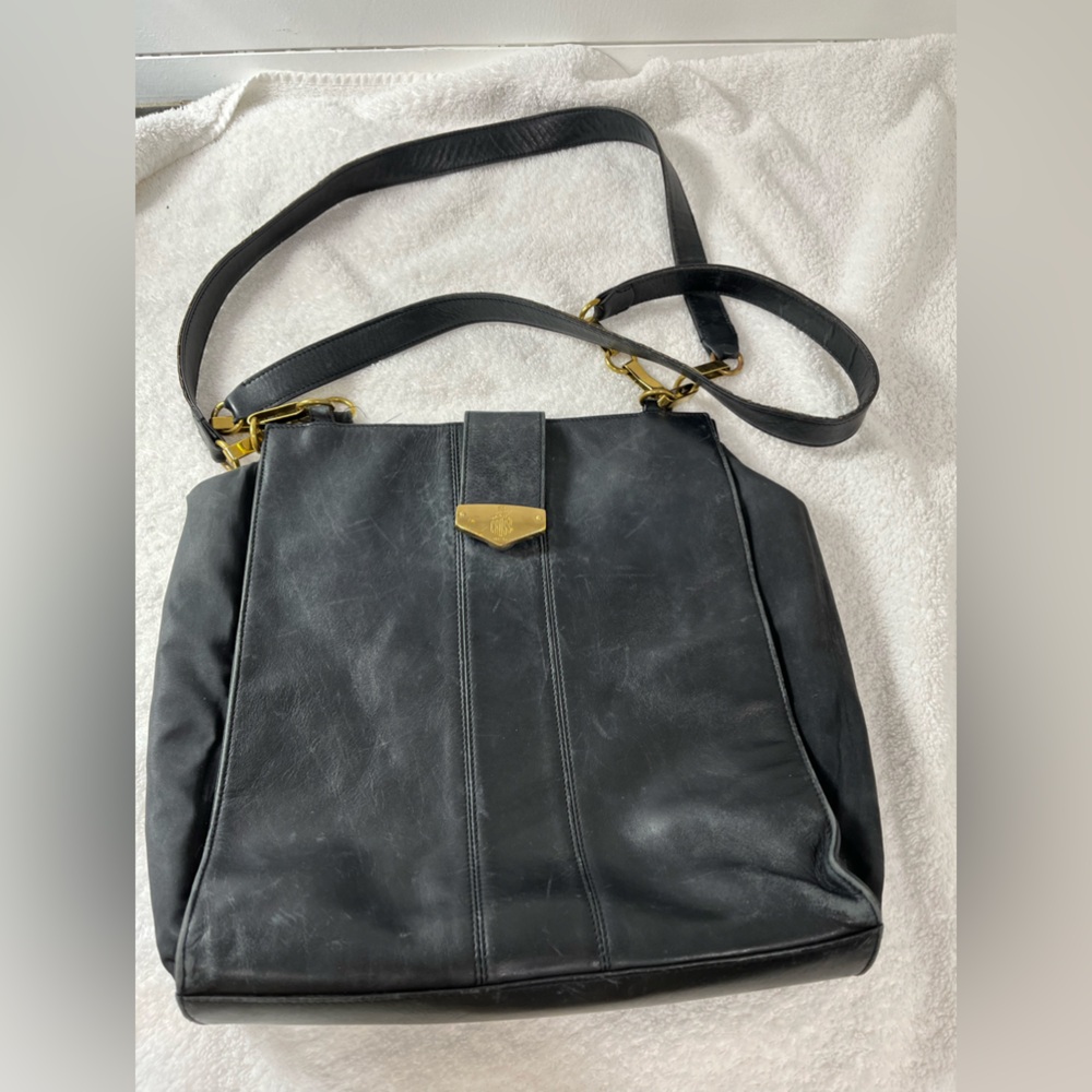 Mark Cross Vintage New York Black Leather Tote /Shoulder Bag